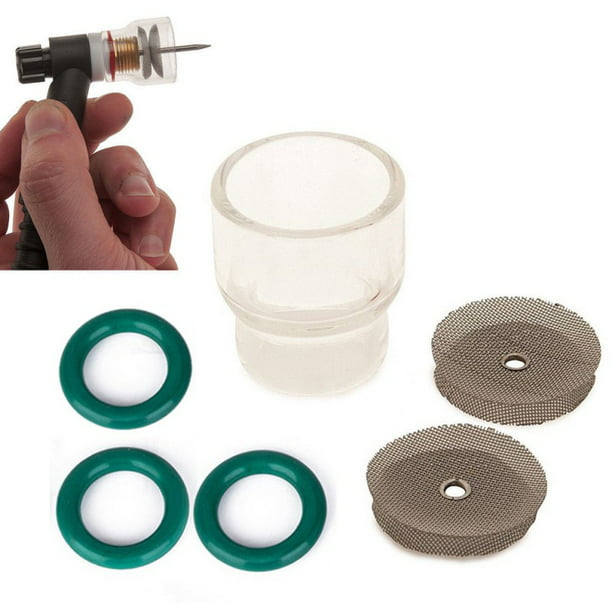 KASILU 6pcs TIG Welding Torch Gas Lens Kit Glass Pyrex Cup for WP-9 & WP-17 Durable 